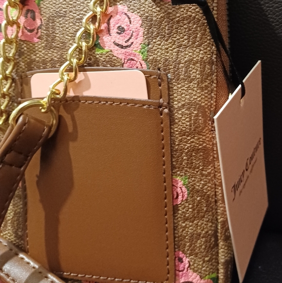 JUICY COUTURE CELLIE PINK BLOOM BROWN FORGET ME NOT CROSSBODY BAG - Picture 8 of 11